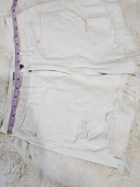 Just USA White Distressed Denim Shorts Size Small Raw Hem Summer Festival